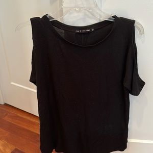 Rag And Bone Open Shoulder Black Tee